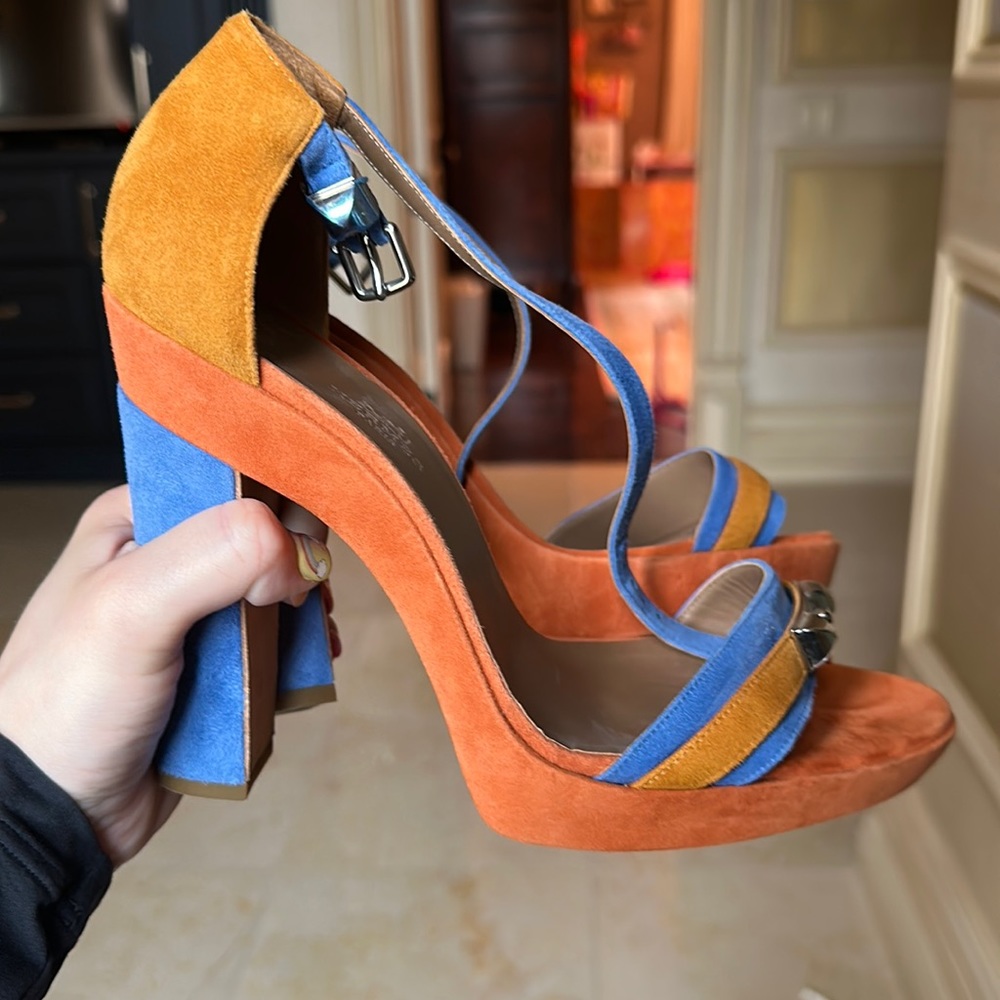 Hermes color block heels